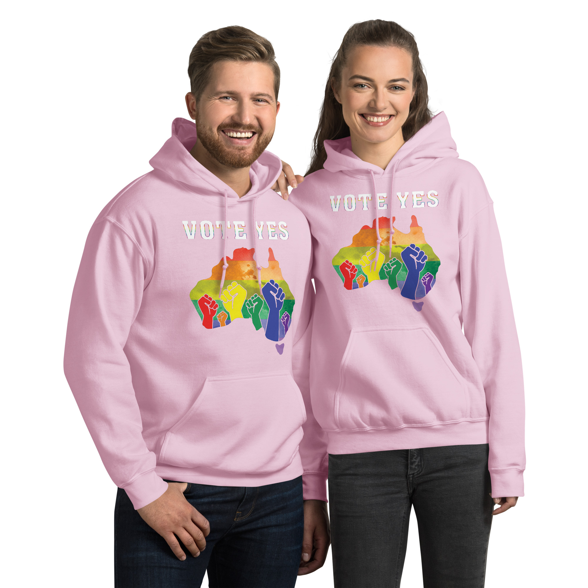 unisex-heavy-blend-hoodie-light-pink-front-68525c8eec831.jpg We Voted Yes Australia Unisex Hoodie - Image 1